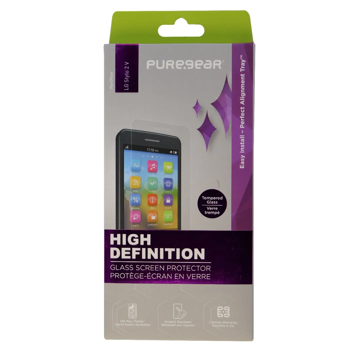 PureGear High Definition Tempered Glass Screen Protector for LG Stylo 2 V Clear