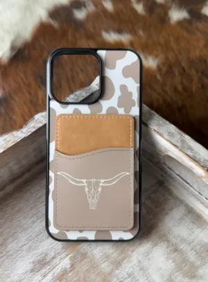 Sand western bull wallet phone case for iPhone and Samsung