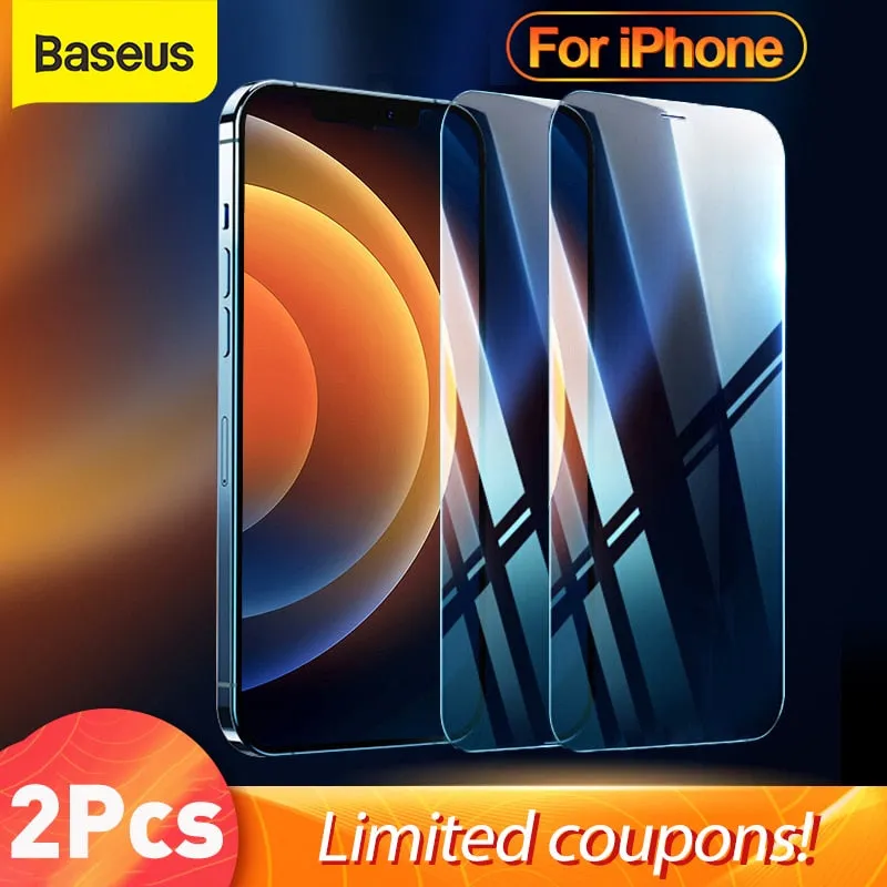 Screen Protectors Baseus 2Pcs Tempered Glass For iPhone 12 13 14 Mini Plus Pro Pro Max