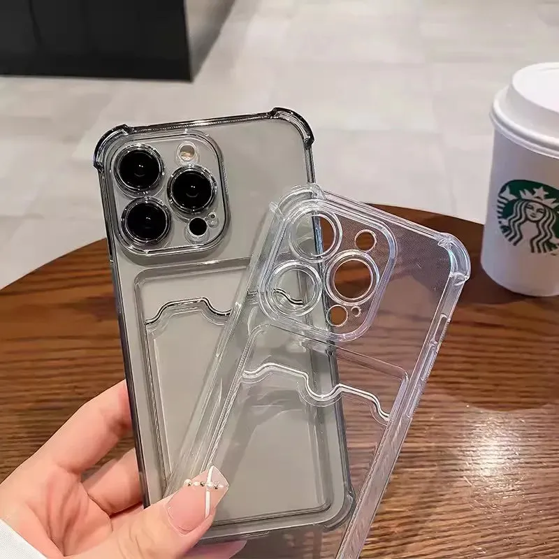 Uakiss Phone Case For iPhone 16 15 14 13 Pro Max 11 12Mini X XR XS 7 8Plus 16E Transparent Card Slot Bag Holder Shockproof Wallet Cover