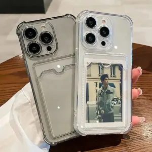 Uakiss Phone Case For iPhone 16 15 14 13 Pro Max 11 12Mini X XR XS 7 8Plus 16E Transparent Card Slot Bag Holder Shockproof Wallet Cover